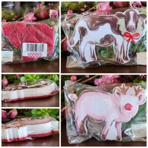 Mud Pie Farm Animal Kitchen Sponges Cow & Pig Holiday Novelty